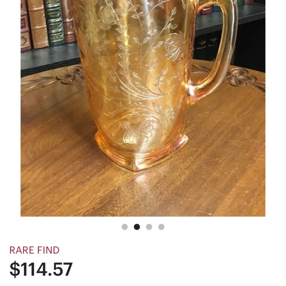 VINTAGE CARNIVAL GLASS IRIDESCENT PITCHER - Picture 14 of 14